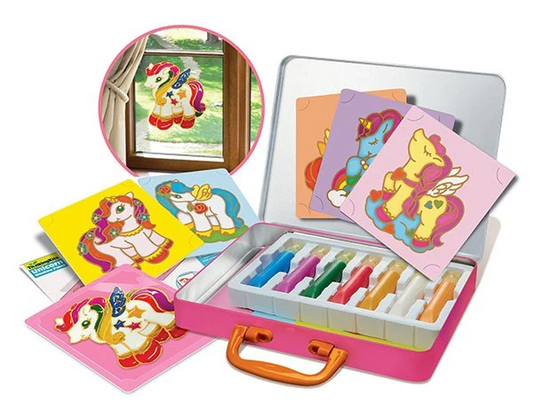 Set creativ cu vopsele pentru geam - vitralii - Unicorni - 4M