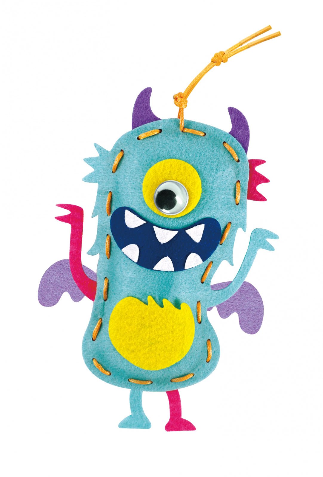 Set creativ de cusut cu tehnica siretului - Primul meu Pandantiv Monstruleti, nivel 2 - Avenir - Publisol.ro