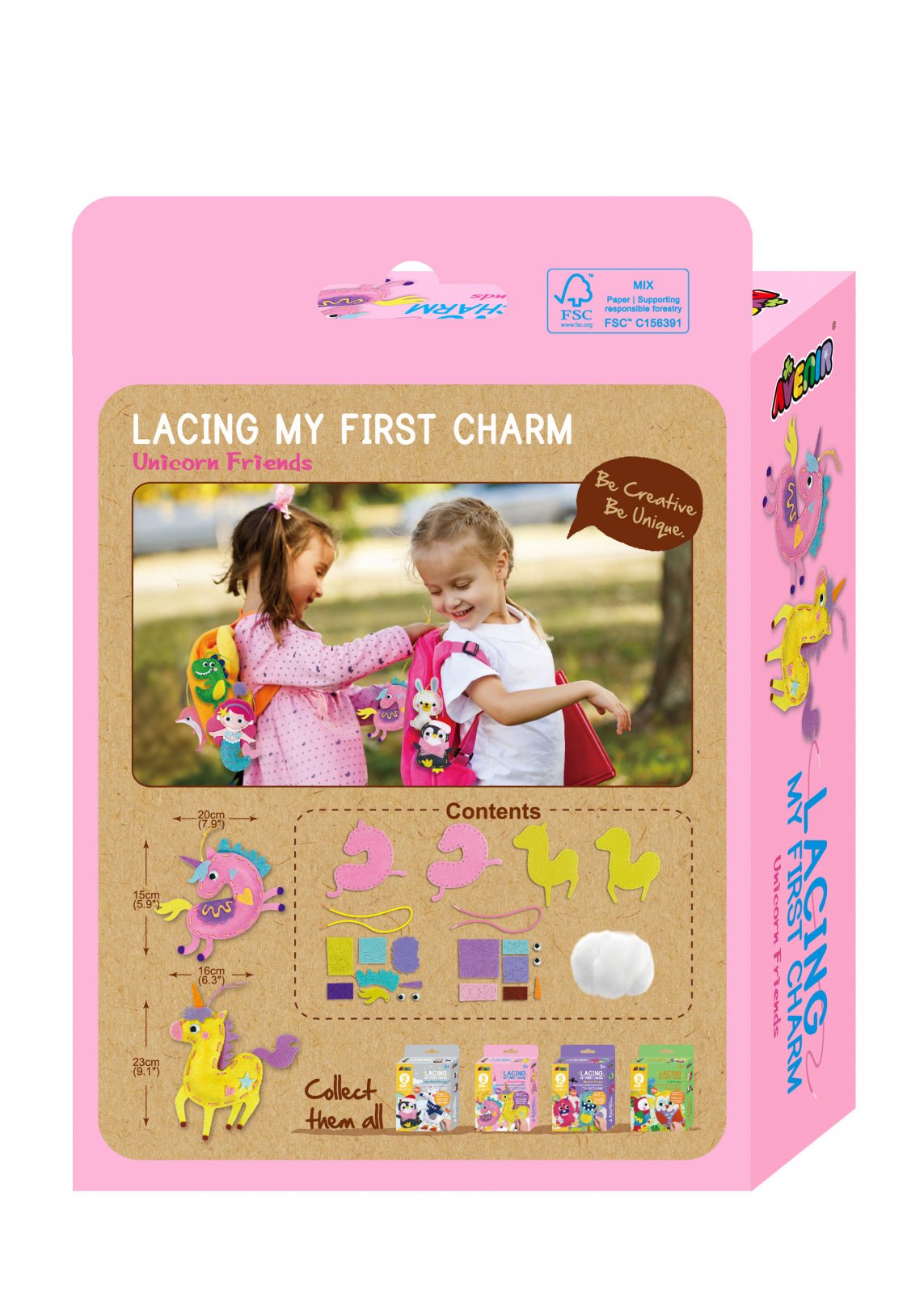 Set creativ de cusut cu tehnica siretului - Primul meu Pandantiv Unicorn, nivel 2 - Avenir - Publisol.ro