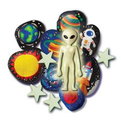 Set creativ - Picteaza pietre - Spatiu (stralucesc in intuneric) - 4M