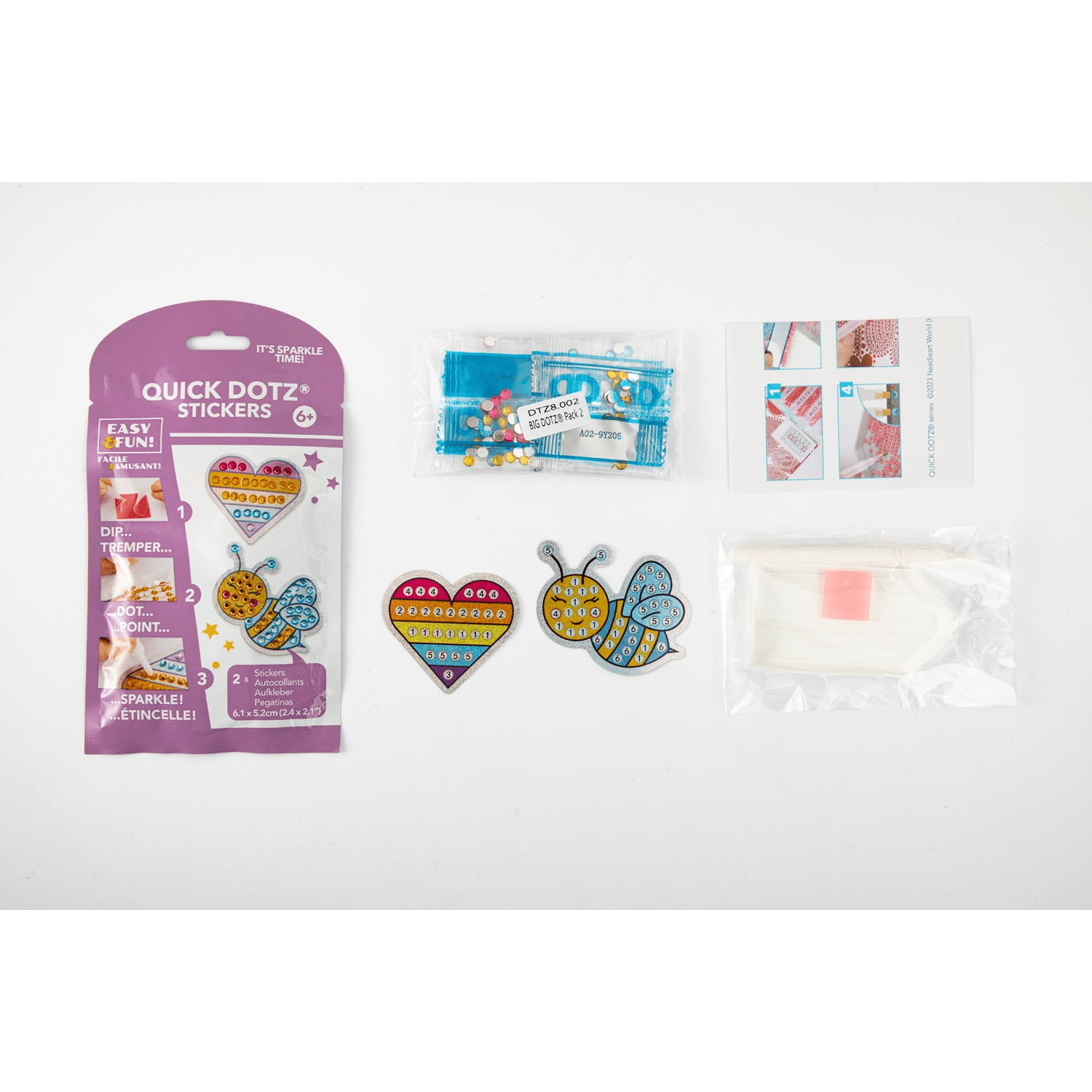 Set creativ super - rapid, autocolante BIG DOTZ - Inima si albina - Diamond Dotz® - Publisol.ro