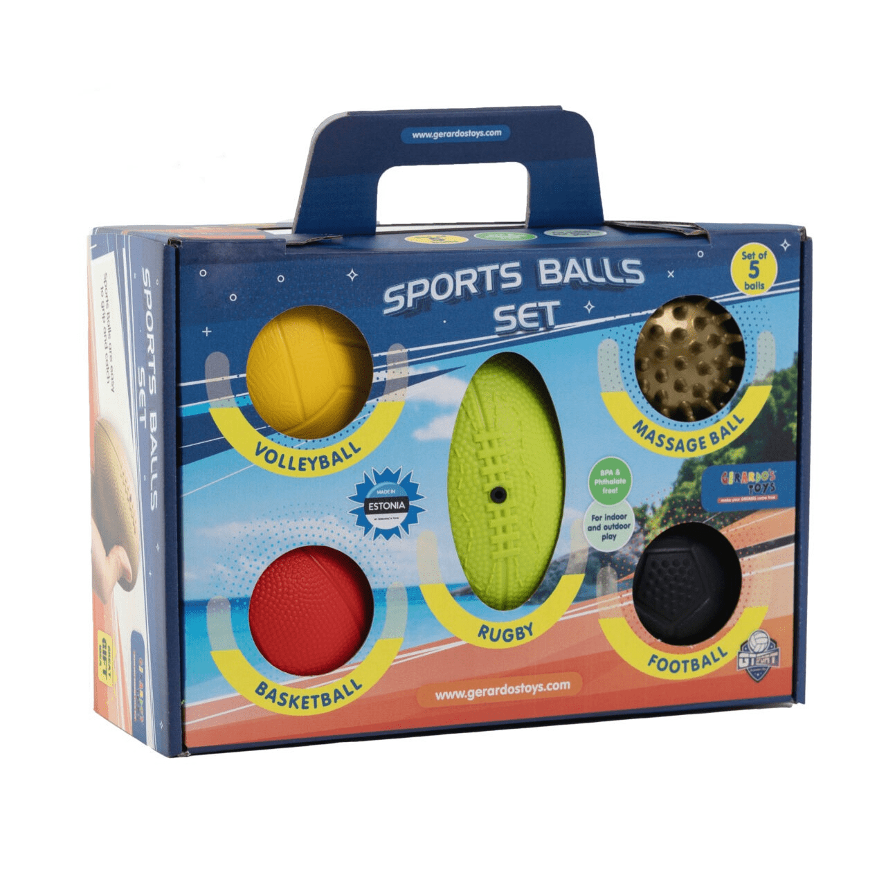 Set de 5 mingi sportive mini - Gerardo Toys - Publisol.ro