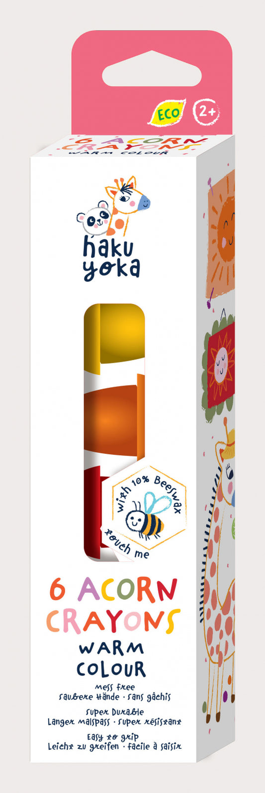 Set de 6 creioane cerate in forma de ghinda, Haku Yoka - culori calde - Avenir