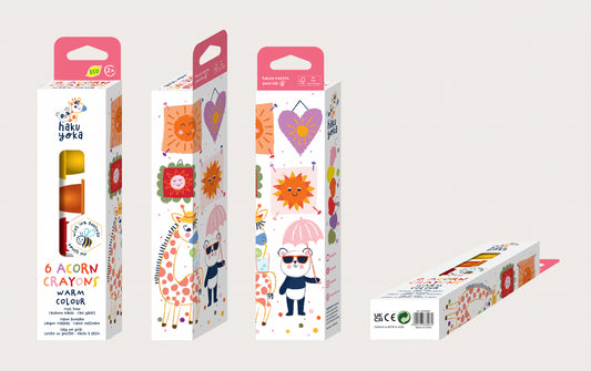 Set de 6 creioane cerate in forma de ghinda, Haku Yoka - culori calde - Avenir