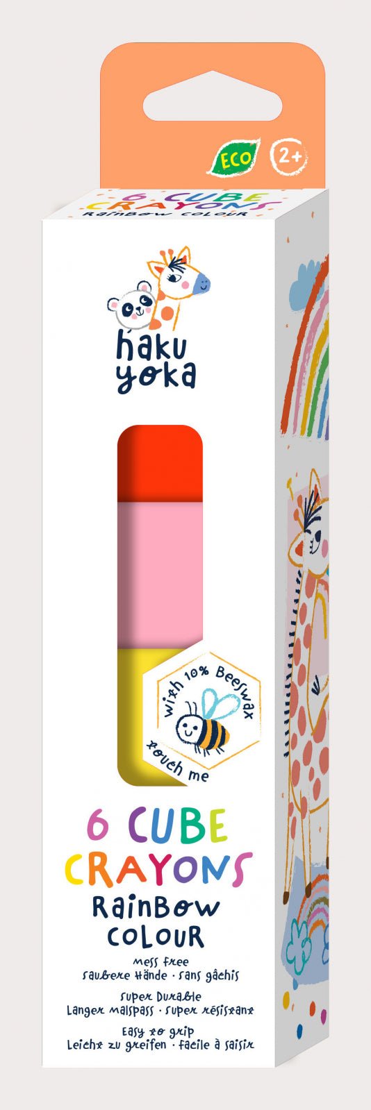 Set de 6 creioane cerate in forma de cub, Haku Yoka - culori curcubeu - Avenir - Publisol.ro