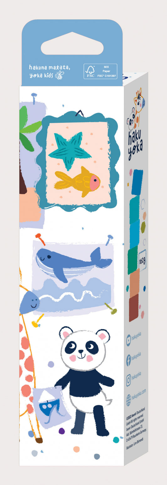 Set de 6 creioane cerate in forma de cub, Haku Yoka - culori ocean - Avenir