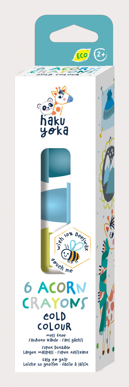 Set de 6 creioane cerate in forma de ghinda, Haku Yoka - culori reci - Avenir