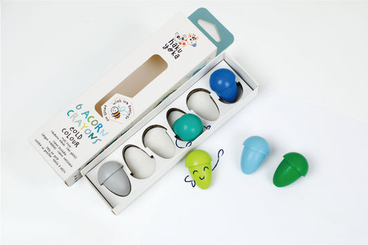 Set de 6 creioane cerate in forma de ghinda, Haku Yoka - culori reci - Avenir