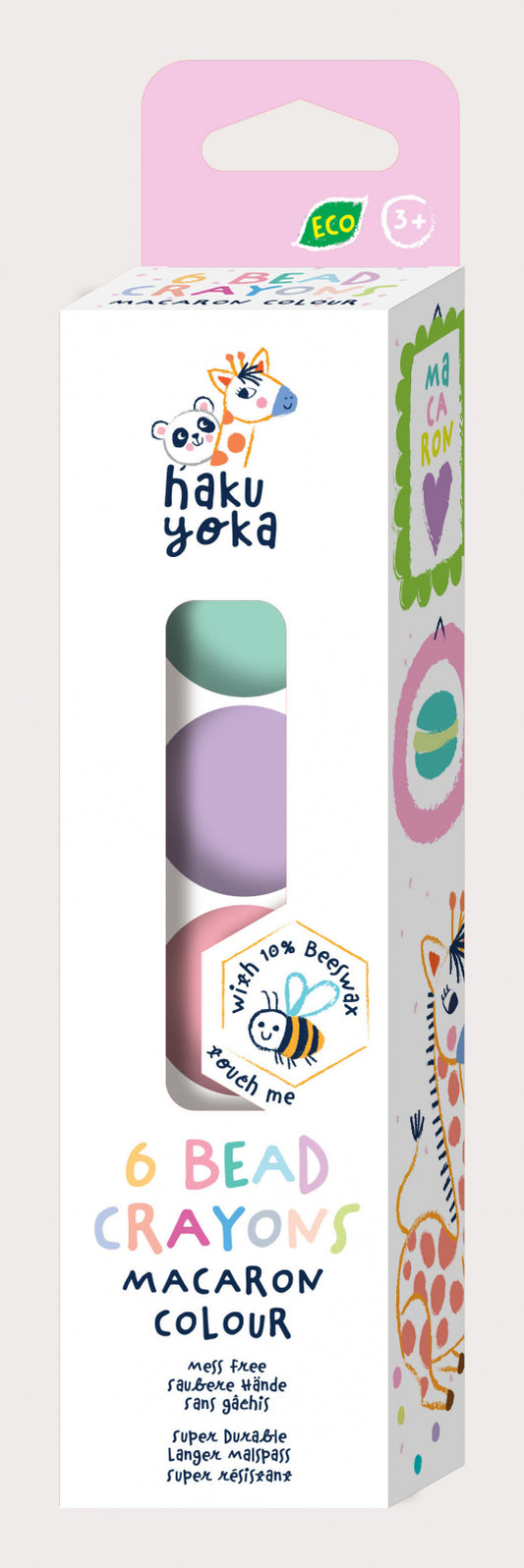 Set de 6 creioane cerate in forma de margele, Haku Yoka - culori Macarons - Avenir