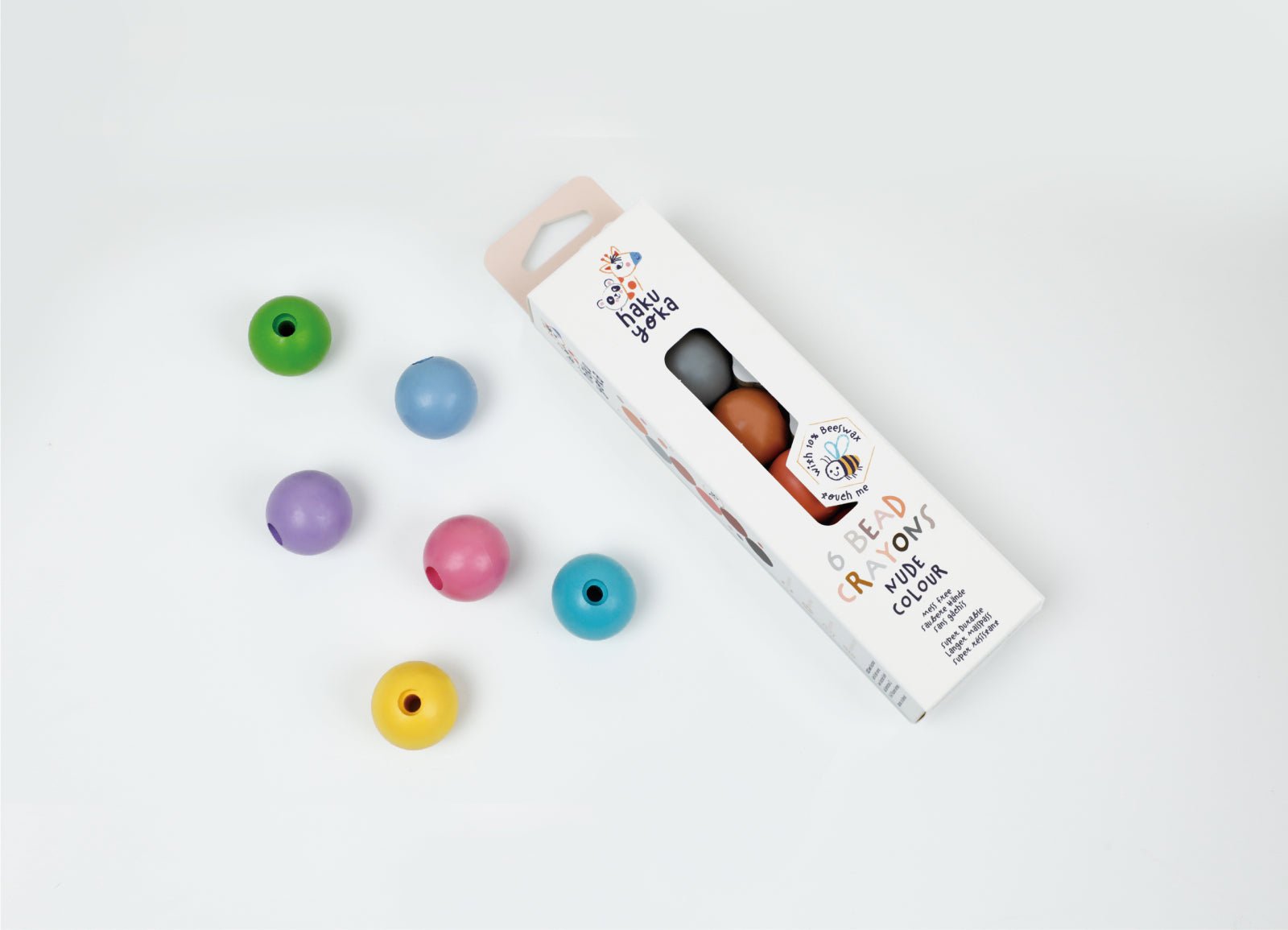 Set de 6 creioane cerate in forma de margele, Haku Yoka - culori Macarons - Avenir - Publisol.ro