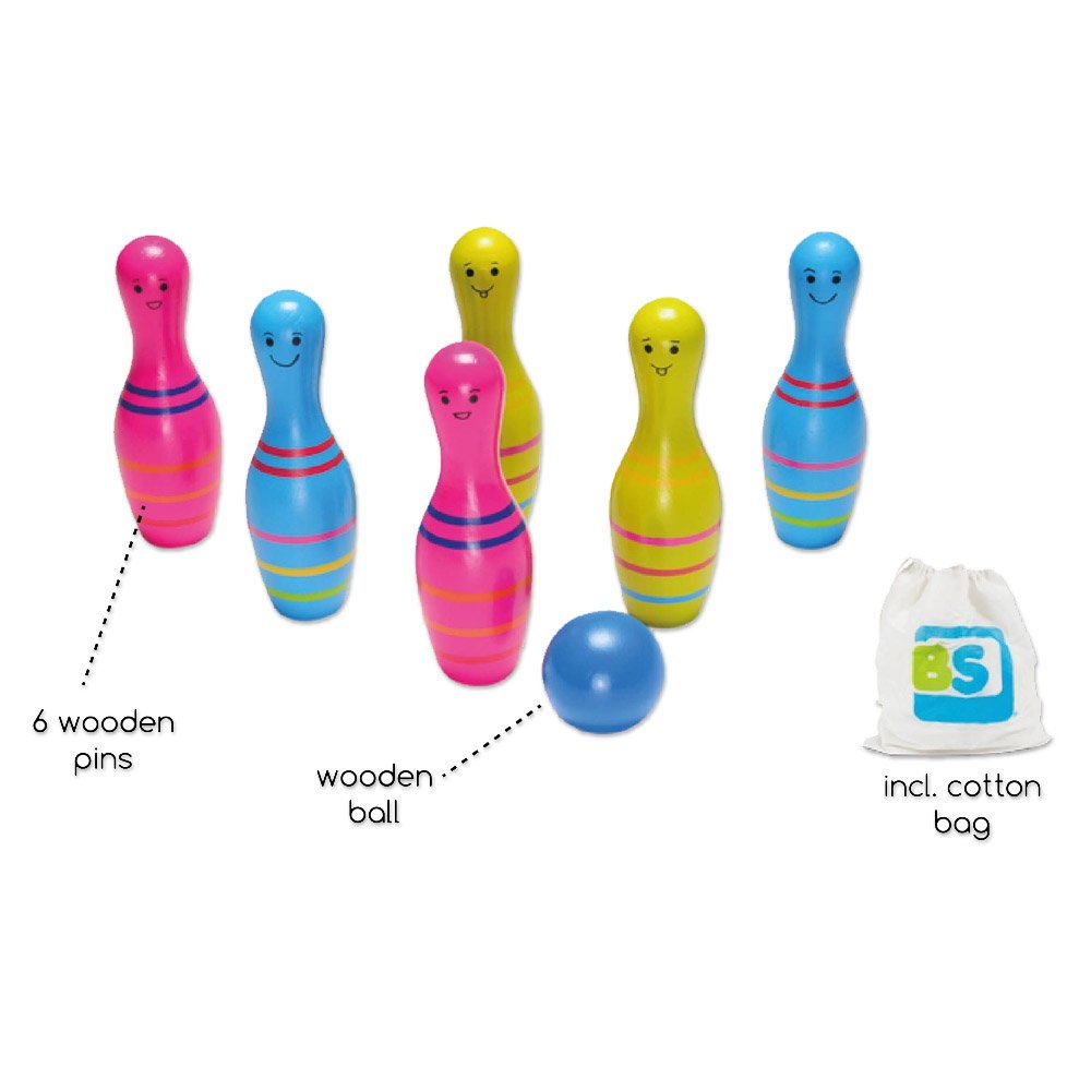 Set de bowling din lemn Skittles Jr., BS Toys - Publisol.ro