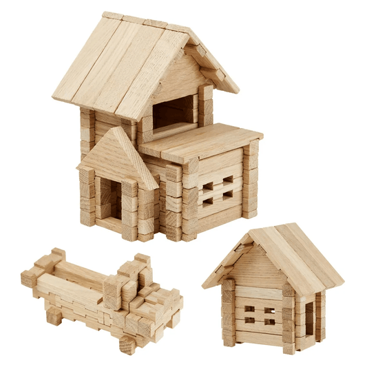 Set de constructie din lemn , zCasa cu Garaj, 75 piese - Igroteco - Publisol.ro