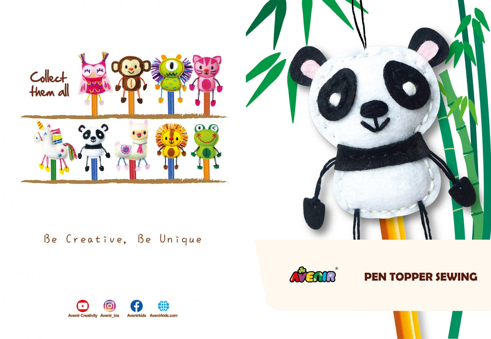 Set de cusut DIY - decoratiune topper pentru creion - Panda - Avenir - Publisol.ro
