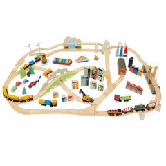 Set de tren cu vedere la munte, din lemn premium - Mountain View Train Set - Tender Leaf Toys - Publisol.ro