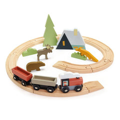 Set de tren montan, din lemn premium - Treetops Train Set - Tender Leaf Toys - Publisol.ro