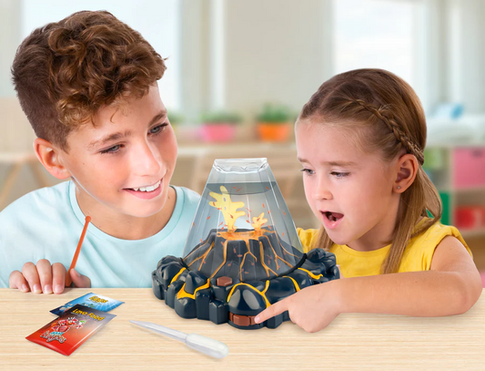 Set educativ STEM - AQUA DRAGONS   Habitat VULCAN cu lava - acvariu cu LED si Aqua Dragons rosii - Aqua Dragons