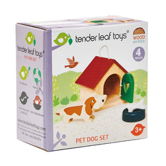 Set figurina caine, din lemn premium, pentru casute de papusi - 4 piese - Tender Leaf Toys - Publisol.ro