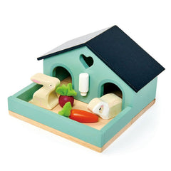 Set figurina iepuras in casuta, din lemn premium, pentru casute de papusa - 5 piese - Tender Leaf Toys - Publisol.ro