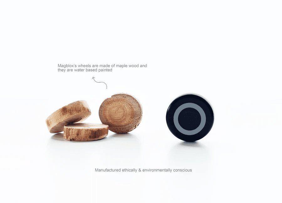 Set magnetic Magblox - 2 sasiuri magnetice accesorii pentru constructie cu roti de lemn - Magblox - Publisol.ro