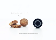 Set magnetic Magblox - 2 sasiuri magnetice accesorii pentru constructie cu roti de lemn - Magblox