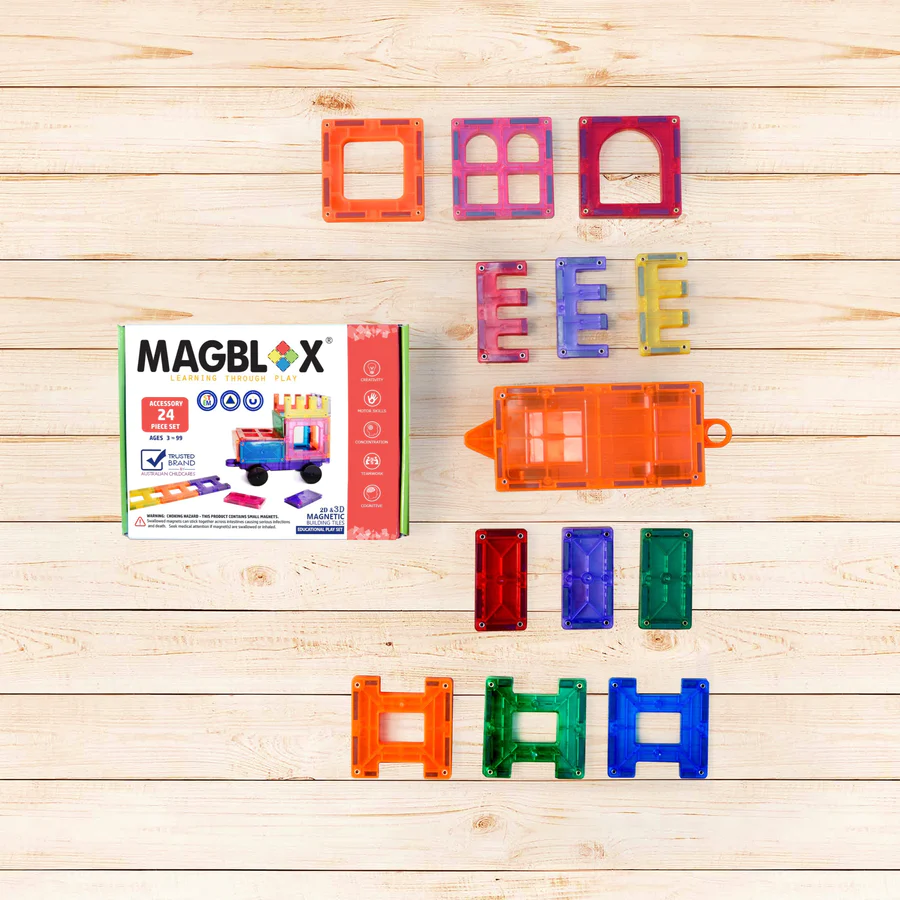 Set magnetic Magblox - 24 piese magnetice accesorii pentru constructie - Magblox - Publisol.ro