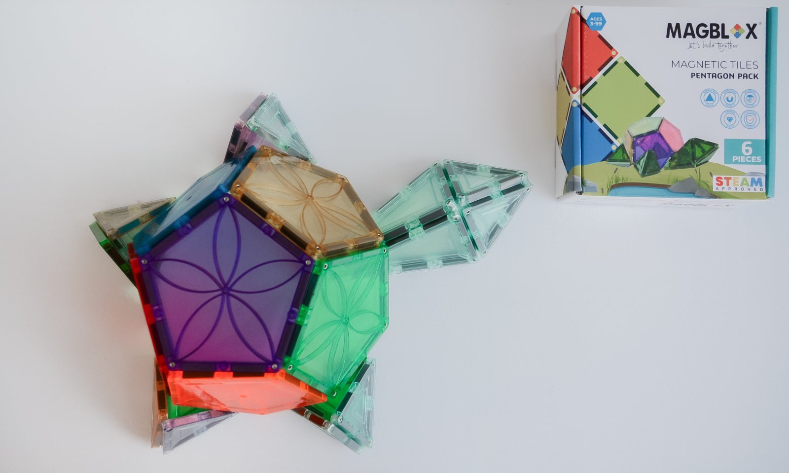 Set magnetic Magblox - 6 piese magnetice pentagon pentru constructie - Magblox - Publisol.ro