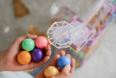 Set magnetic Magblox - 98 piese, circuit cu bile PASTEL - Magbrix Marble Run - Magblox