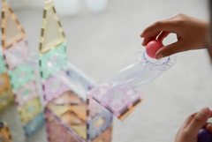 Set magnetic Magblox - 98 piese, circuit cu bile PASTEL - Magbrix Marble Run - Magblox