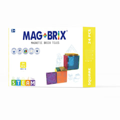 Set magnetic Magbrix 24 piese patrate - compatibil cu caramizi de constructie tip Lego - Magblox