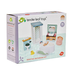 Set mobilier baie Dovetail, din lemn premium - cu 16 piese, echipamente si accesorii complete - Tender Leaf Toys - Publisol.ro