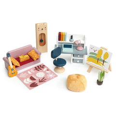 Set mobilier birou Doll House, din lemn premium - 27 piese fara papusa - Tender Leaf Toys - Publisol.ro