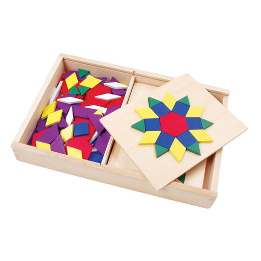 Set mozaic din lemn Tangram cu modele, Viga Toys - Publisol.ro