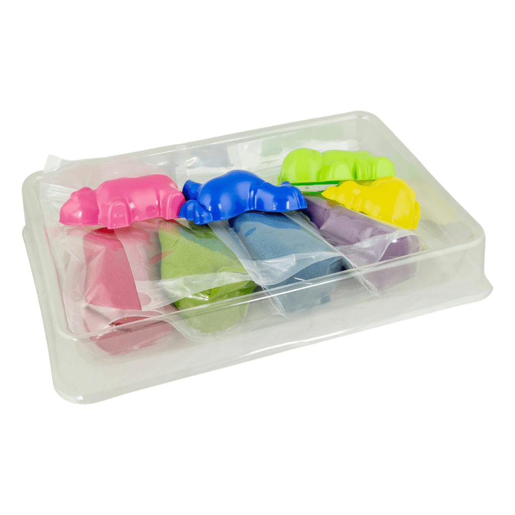 Set Nisip Kinetic 4 culori cu accesorii - Ferma - Tuban - Publisol.ro