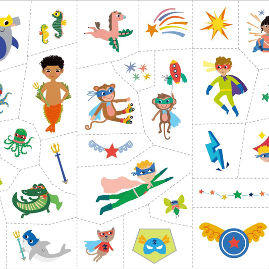 Set stickere si tatuaje pentru fata , Super eroi - Avenir - Publisol.ro