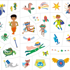 Set stickere si tatuaje pentru fata , Super eroi - Avenir - Publisol.ro