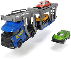 Set trailer 28cm cu 3 masinute metalice - albastru, Simba - Publisol.ro