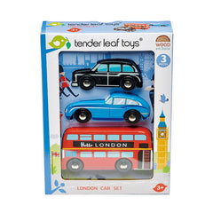 Set vehicule londoneze, din lemn premium - London Car Set - 3 piese - Tender Leaf Toys - Publisol.ro