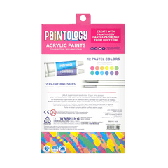 Set vopsele acrilice Paintology, 12 culori pastel si 2 pensule - Ooly - Publisol.ro