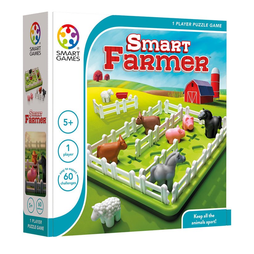 Smart Farmer, joc de logica cu 60 de provocari, 4+ ani, editie internationala, Smart Games - Publisol.ro