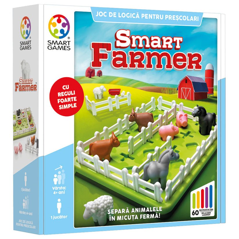 Smart Farmer, joc de logica cu 60 de provocari, 4+ ani, editie lb. Romana, Smart Games - Publisol.ro