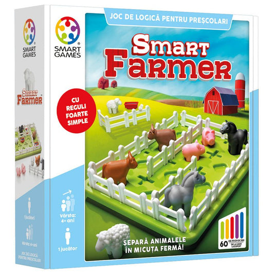 Smart Farmer, joc de logica cu 60 de provocari, 4+ ani, editie lb. Romana, Smart Games - Publisol.ro