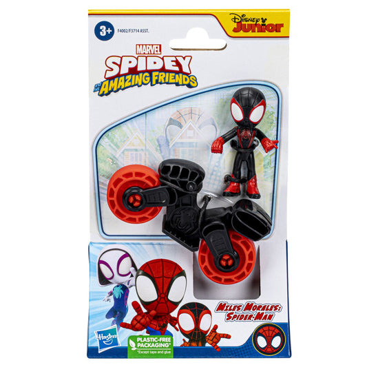 Spiderman set motocicleta si figurina Miles Morales Spider man 6 cm - Publisol.ro
