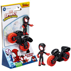 Spiderman set motocicleta si figurina Miles Morales Spider man 6 cm - Publisol.ro