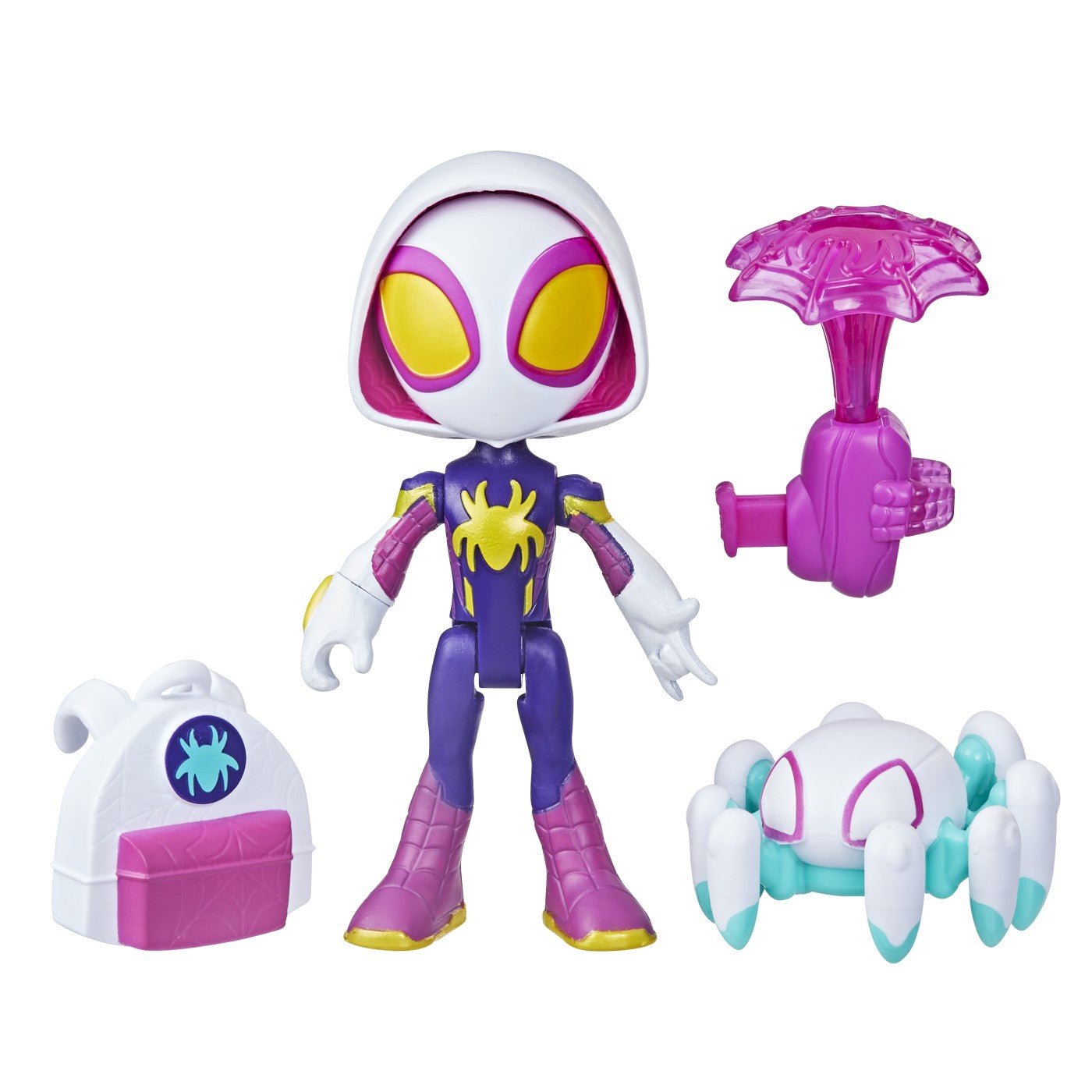 Spidey prietenii extraordinari set figurina ghost spider 10cm si accesorii, Hasbro - Publisol.ro
