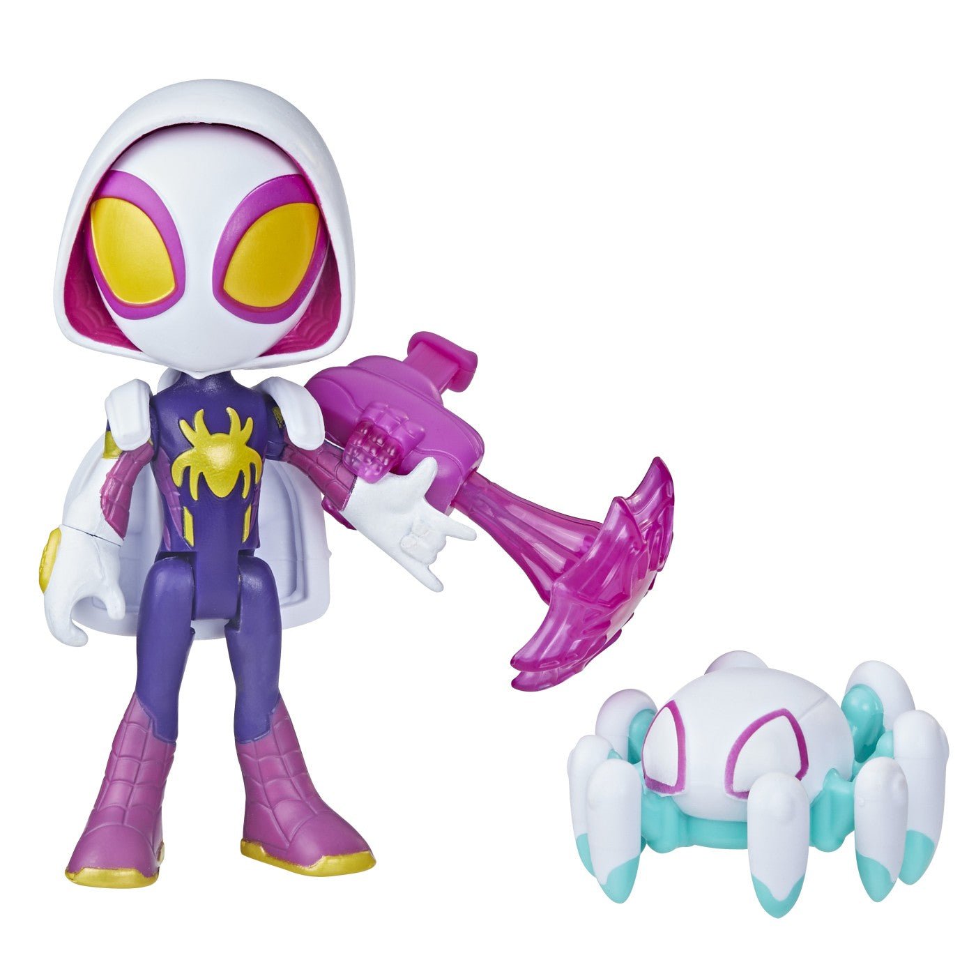 Spidey prietenii extraordinari set figurina ghost spider 10cm si accesorii, Hasbro - Publisol.ro