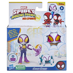 Spidey prietenii extraordinari set figurina ghost spider 10cm si accesorii, Hasbro - Publisol.ro