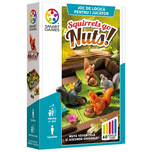 Squirrels Go Nuts!, joc de logica cu 80 de provocari, 6+ ani, editie lb. Romana, Smart Games - Publisol.ro