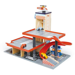Statia Service Blue Bird , din lemn premium - Blue Bird Service Station - 5 piese - Tender Leaf Toys - Publisol.ro