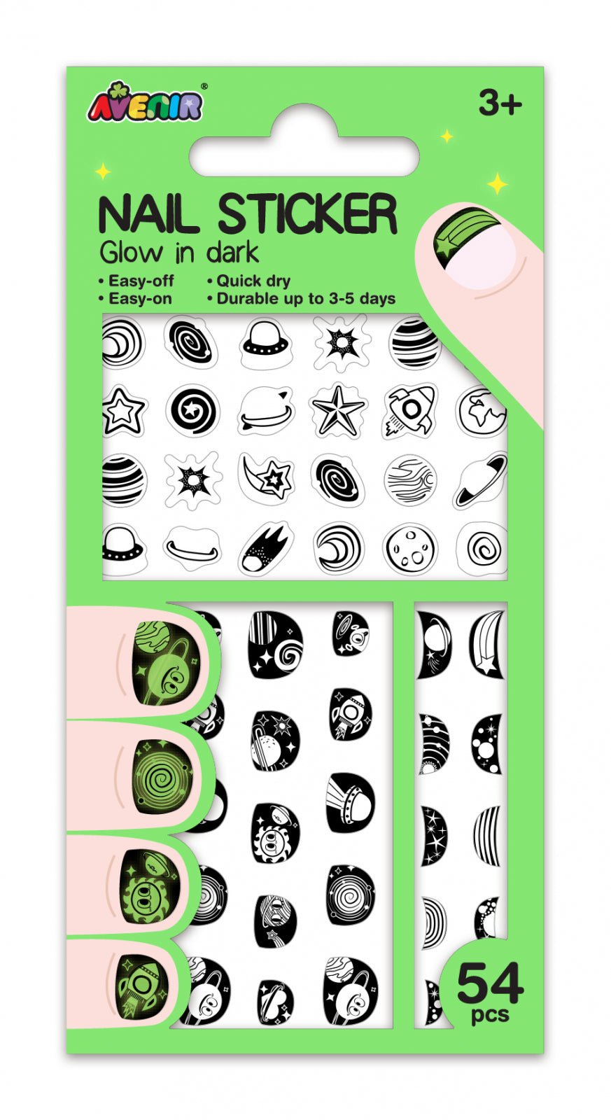 Stickere pentru unghii fosforescente - stralucesc in intuneric - Spatiu - Avenir - Publisol.ro