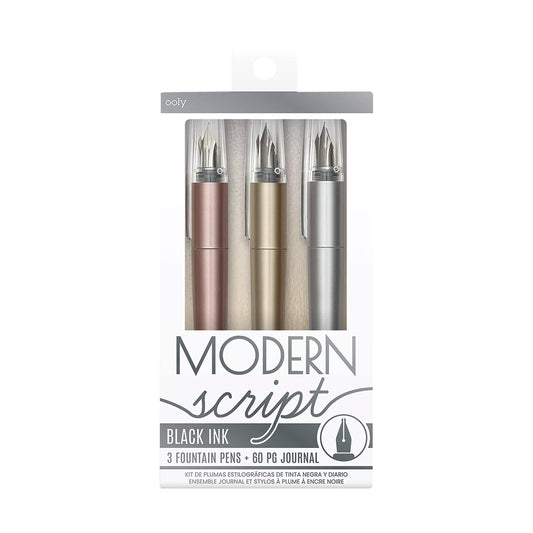 Set stilouri si carnet Modern Script - set de 4 - Ooly